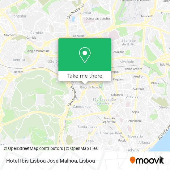 Hotel Ibis Lisboa José Malhoa mapa