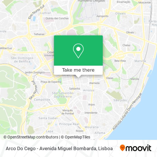 Arco Do Cego - Avenida Miguel Bombarda mapa