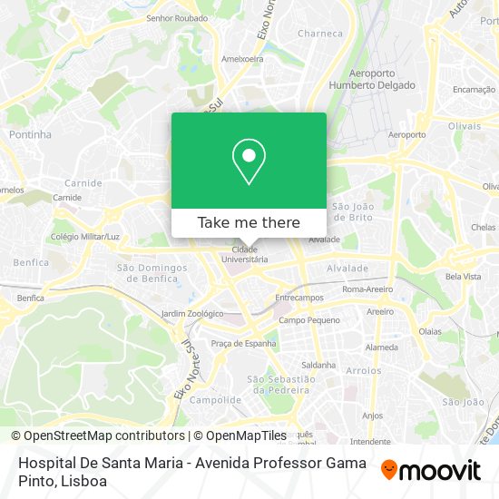 Hospital De Santa Maria - Avenida Professor Gama Pinto mapa