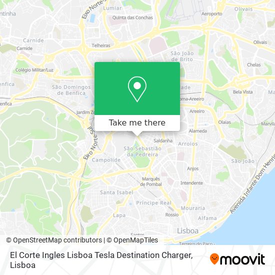 El Corte Ingles Lisboa Tesla Destination Charger map