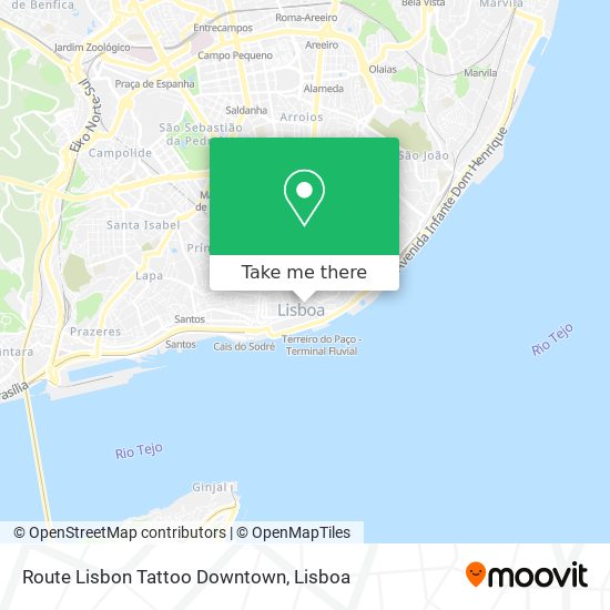 Route Lisbon Tattoo Downtown map