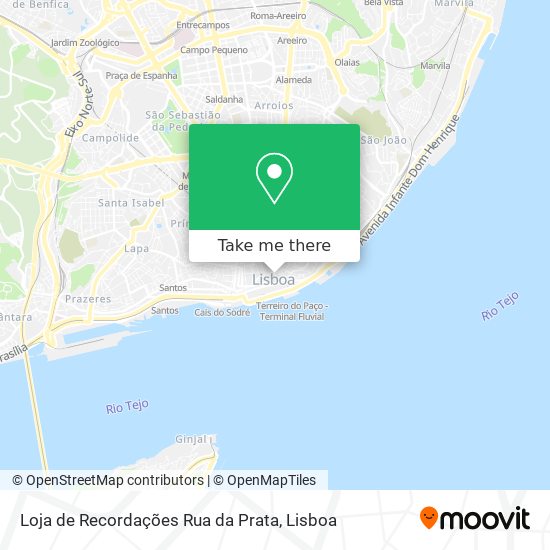 Loja de Recordações Rua da Prata mapa