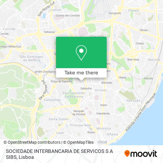 SOCIEDADE INTERBANCARIA DE SERVICOS S A SIBS map