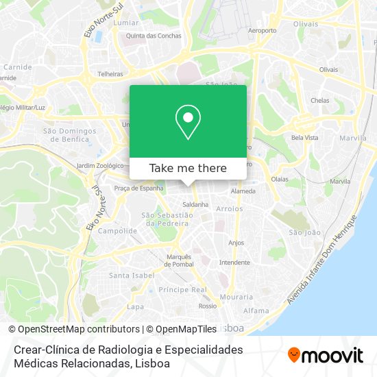 Crear-Clínica de Radiologia e Especialidades Médicas Relacionadas map