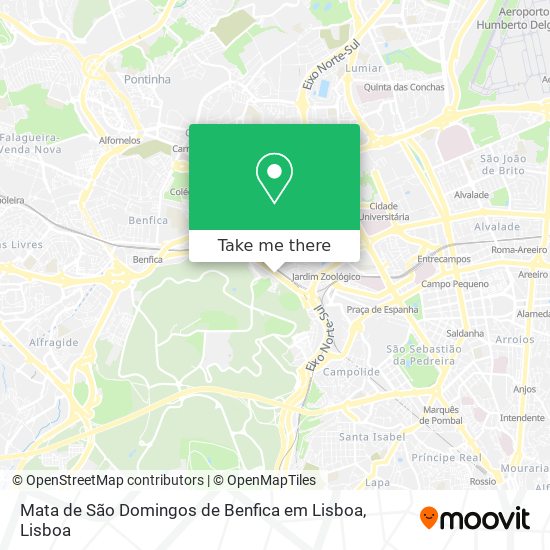 Mata de São Domingos de Benfica em Lisboa map