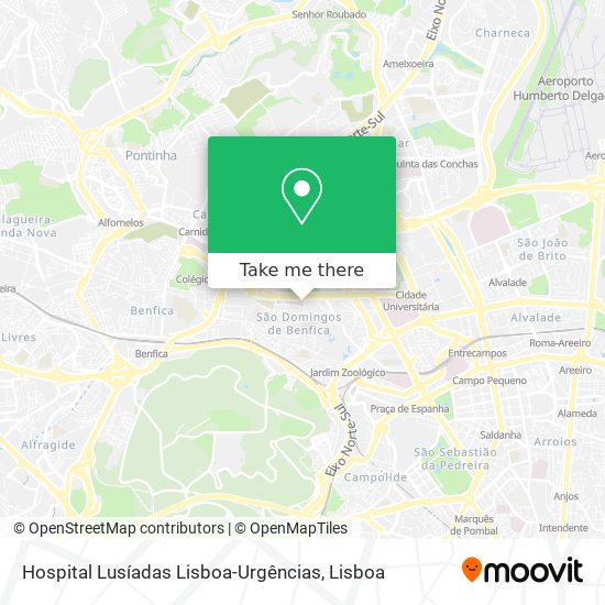 Hospital Lusíadas Lisboa-Urgências mapa