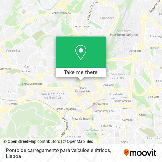 Ponto de carregamento para veículos elétricos map