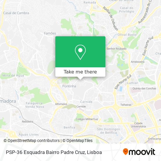 PSP-36 Esquadra Bairro Padre Cruz mapa