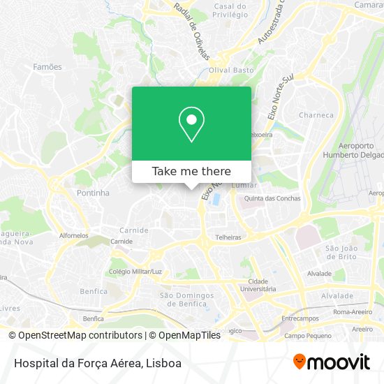 Hospital da Força Aérea mapa