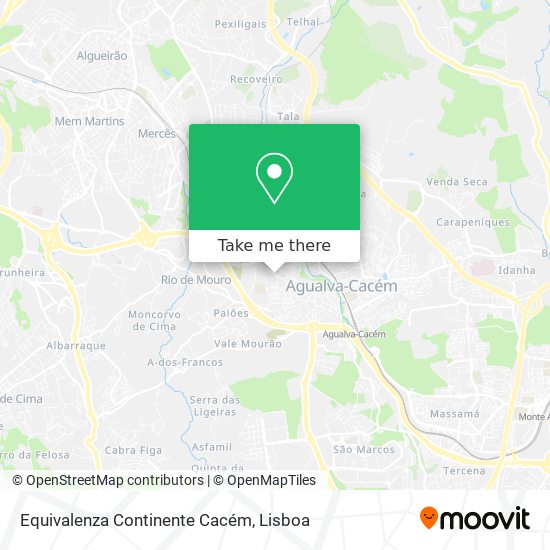 Equivalenza Continente Cacém mapa