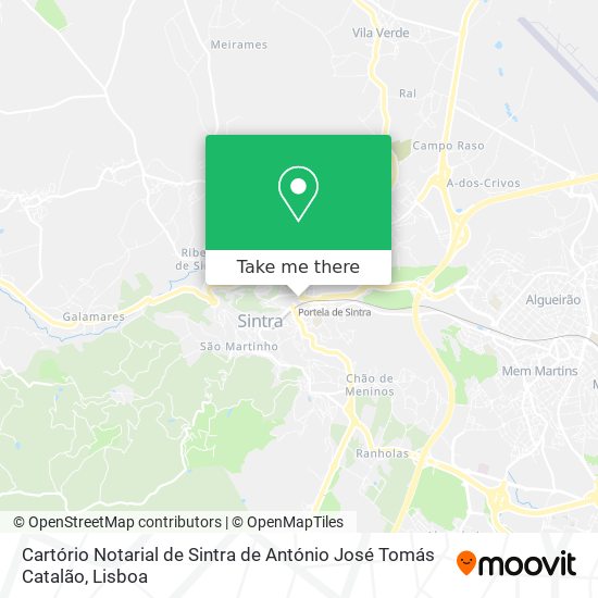 Cartório Notarial de Sintra de António José Tomás Catalão mapa