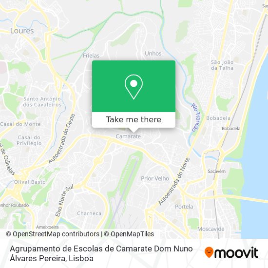 Agrupamento de Escolas de Camarate Dom Nuno Álvares Pereira mapa