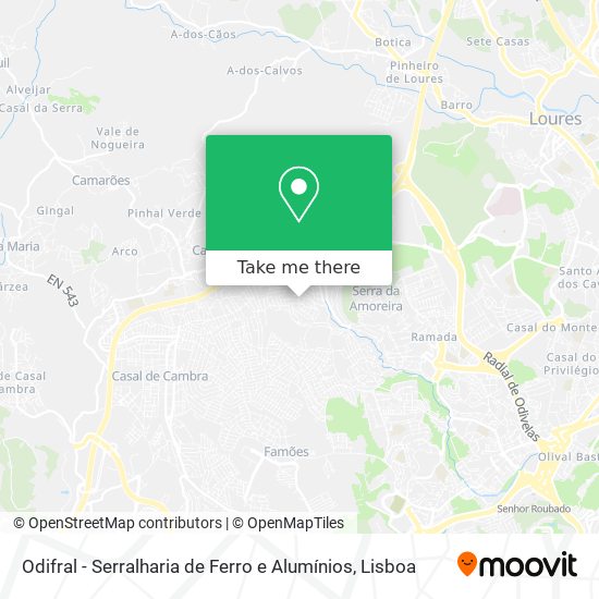 Odifral - Serralharia de Ferro e Alumínios mapa