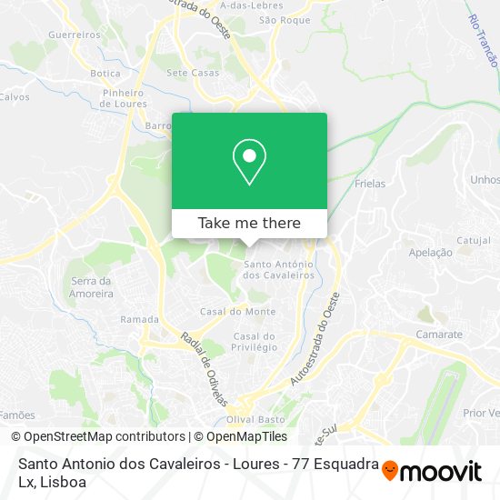 Santo Antonio dos Cavaleiros - Loures - 77 Esquadra Lx map