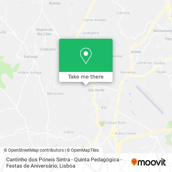 Cantinho dos Póneis Sintra - Quinta Pedagógica - Festas de Aniversário mapa