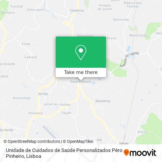 Unidade de Cuidados de Saúde Personalizados Pêro Pinheiro map