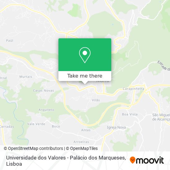 Universidade dos Valores - Palácio dos Marqueses map