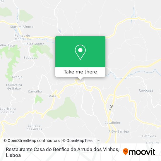 Restaurante Casa do Benfica de Arruda dos Vinhos mapa