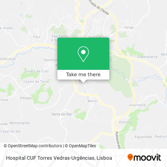 Hospital CUF Torres Vedras-Urgências mapa