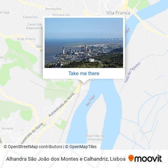 Alhandra São João dos Montes e Calhandriz mapa