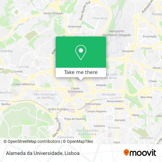 Alameda da Universidade mapa