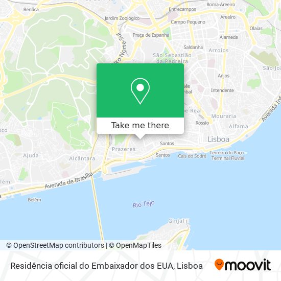 Residência oficial do Embaixador dos EUA mapa