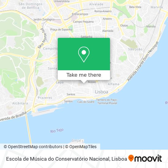 Escola de Música do Conservatório Nacional mapa