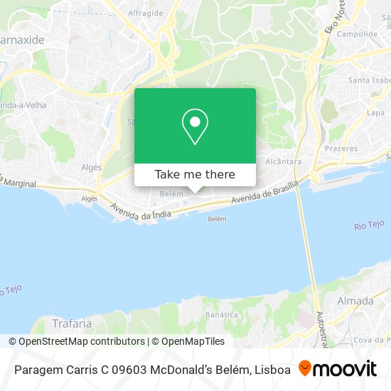 Paragem Carris C 09603 McDonald’s Belém mapa