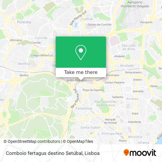 Comboio fertagus destino Setúbal map