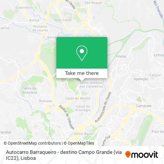 Autocarro Barraqueiro - destino Campo Grande (via IC22) map