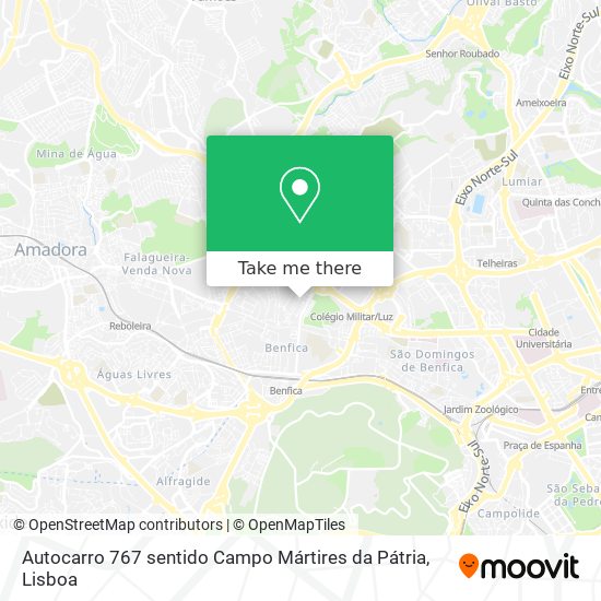 Autocarro 767 sentido Campo Mártires da Pátria map