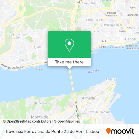 Travessia Ferroviária da Ponte 25 de Abril mapa