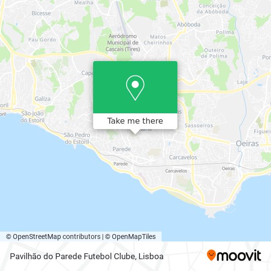 Pavilhão do Parede Futebol Clube mapa