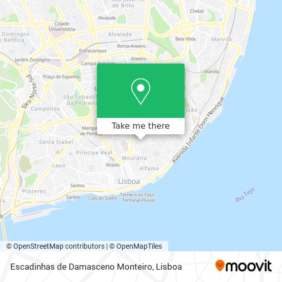 Escadinhas de Damasceno Monteiro map