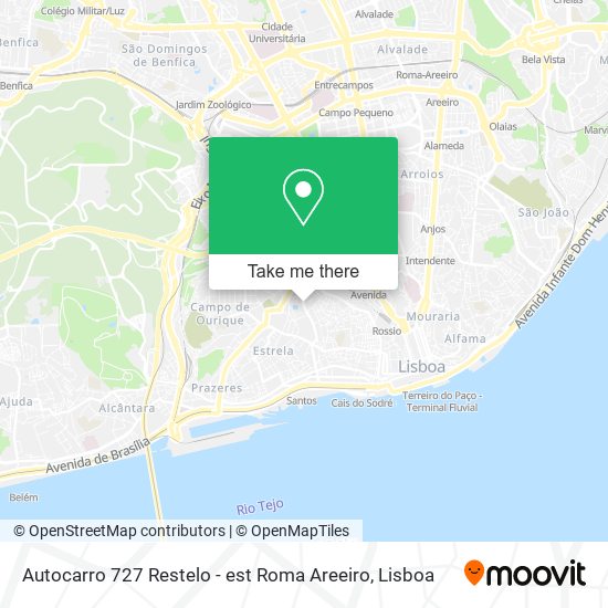 Autocarro 727 Restelo - est Roma Areeiro mapa