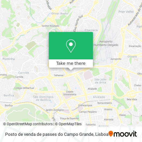 Posto de venda de passes do Campo Grande map