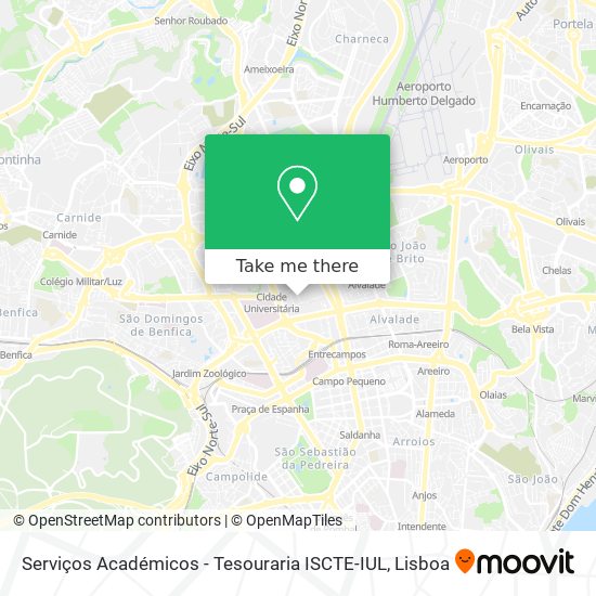 Serviços Académicos - Tesouraria ISCTE-IUL mapa