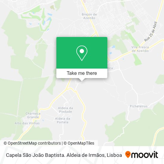 Capela São João Baptista. Aldeia de Irmãos mapa