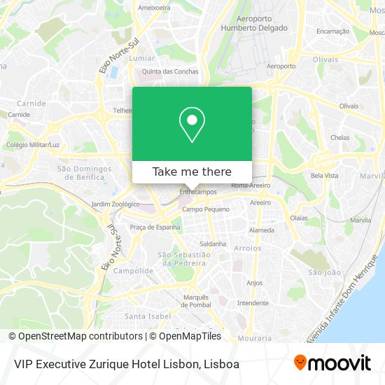 VIP Executive Zurique Hotel Lisbon map