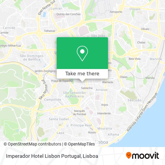 Imperador Hotel Lisbon Portugal map