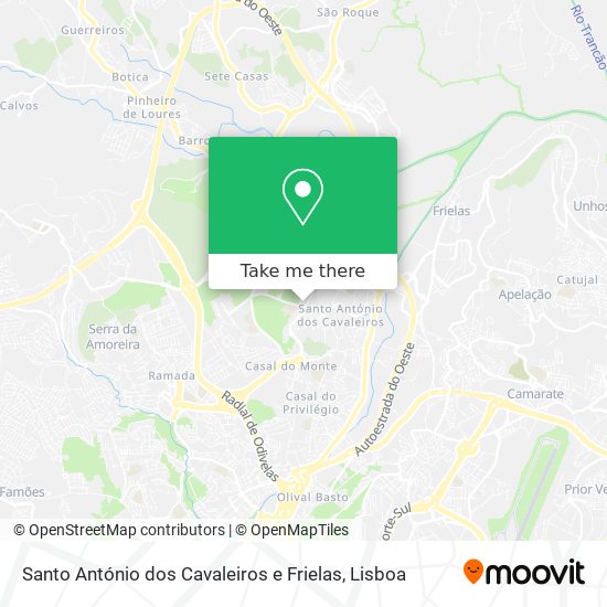 Santo António dos Cavaleiros e Frielas mapa