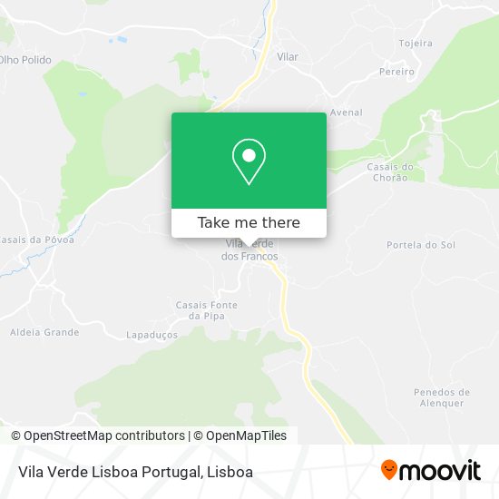 Vila Verde Lisboa Portugal mapa