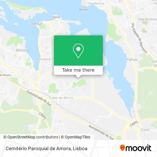 Cemitério Paroquial de Amora mapa