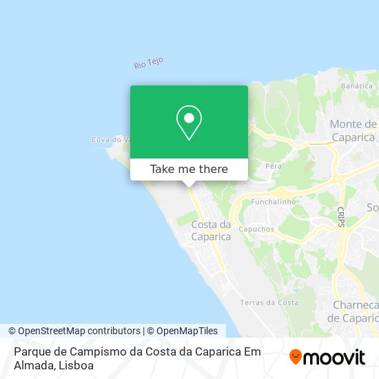 Parque de Campismo da Costa da Caparica Em Almada mapa