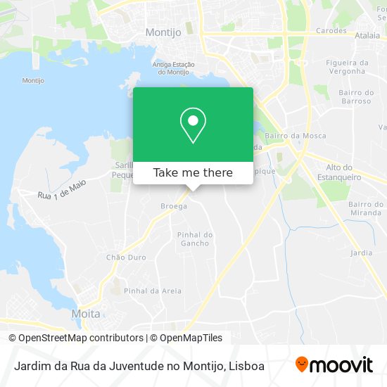 Jardim da Rua da Juventude no Montijo map