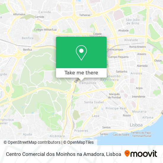 Centro Comercial dos Moinhos na Amadora mapa