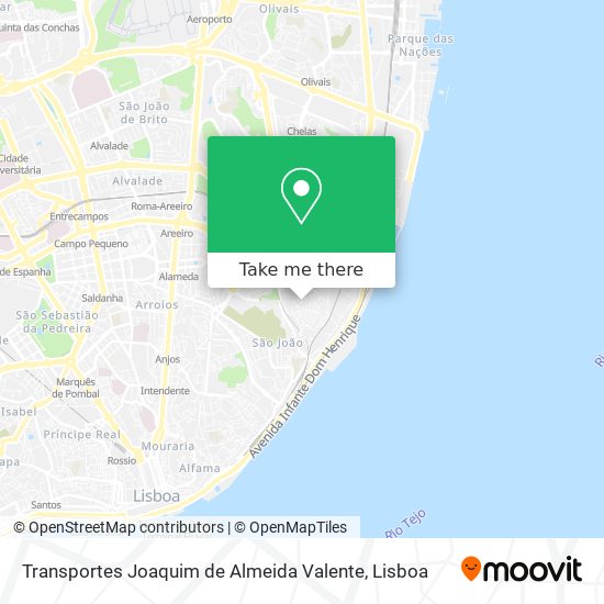 Transportes Joaquim de Almeida Valente mapa