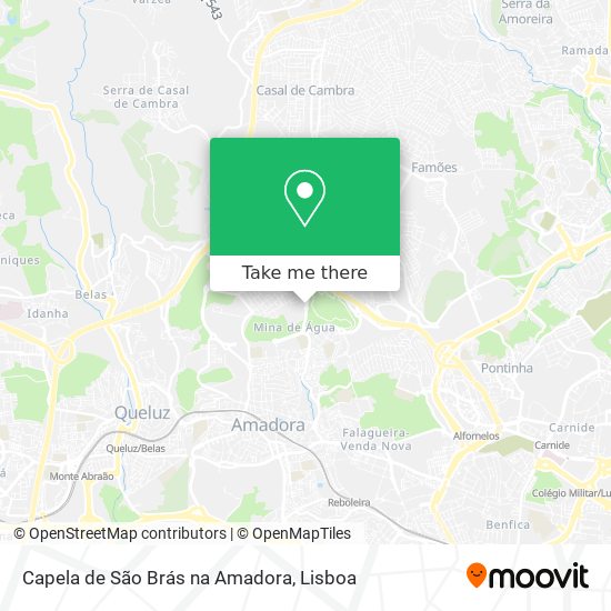 Capela de São Brás na Amadora mapa