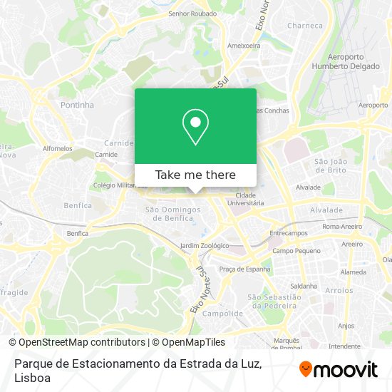 Parque de Estacionamento da Estrada da Luz mapa