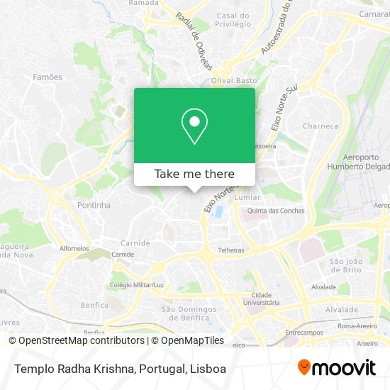 Templo Radha Krishna, Portugal map